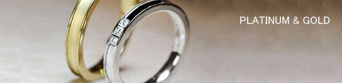 プラチナ950とゴールドK18でオーダーメイドされたペアデザインの結婚指輪