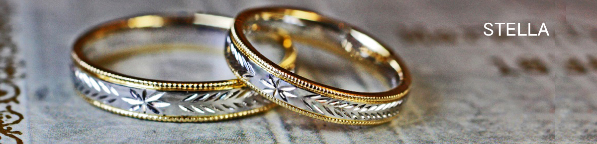 星の柄が一周入ったアンティークデザインの結婚指輪オーダーリング