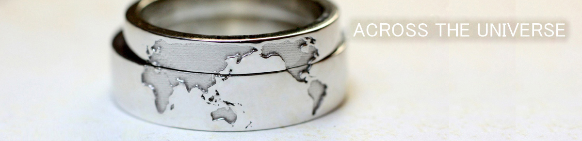 ２本重ねて世界地図をつくったオーダーメイドの結婚指輪