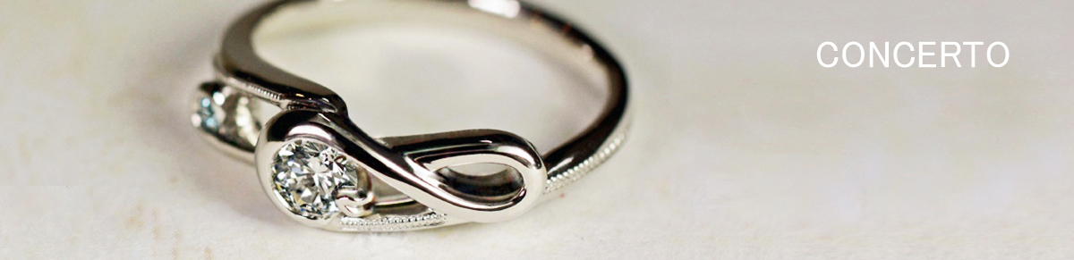 ト音記号をデザインしたダイヤモンドの婚約指輪オーダーメイド作品