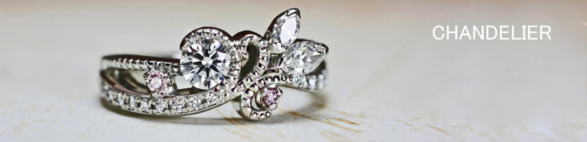 ダイヤを豪華デコレーションしたシャンデリアの婚約指輪オーダー作品