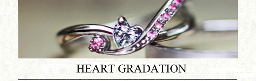 ハートダイヤ＆ピンクグラデーションのオーダーメイド婚約指輪の画像