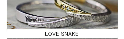 スネークデザインの結婚指輪を個性的にアレンジしたオーダーリングの画像