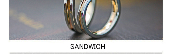 六角形のピンクゴールドがプラチナにサンドされたオーダー結婚指輪の画像