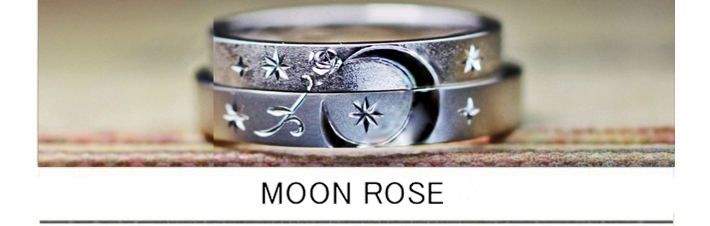 【月と薔薇の模様】を結婚指輪にデザインしたオーダーメイド作品の画像