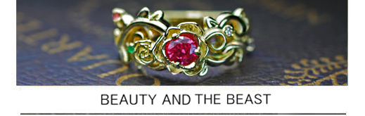 バラの婚約指輪を美女と野獣からインスピデザインしたオーダー作品の画像