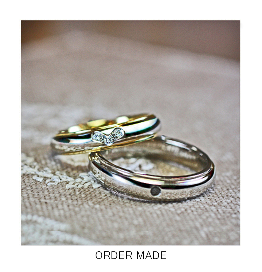 ハートモチーフのダイヤがデザインされた結婚指輪オーダーメイド作品 | 千葉 柏の結婚指輪・婚約指輪｜ヨーアンドマーレ