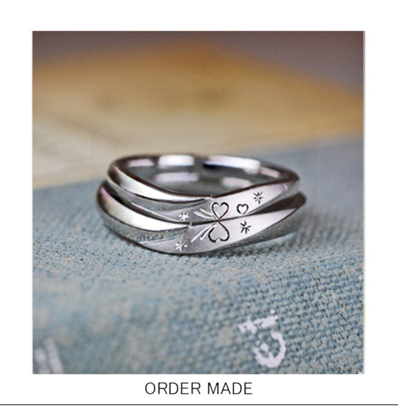 ハートリボン・リングを重ねてふたりの模様をつくる 結婚指輪オーダーリング