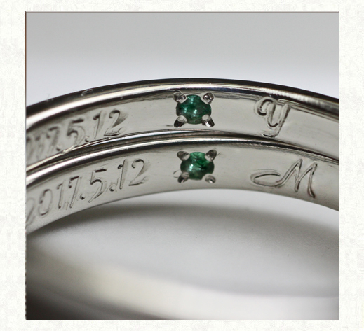 美しいメビウスの様な ウェーブデザインの結婚指輪・リング内側デザイン　千葉・柏 ヨー＆マーレ