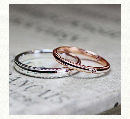 ピンクゴールドとプラチナを組み合わせたコンビカラーの結婚指輪コレクション