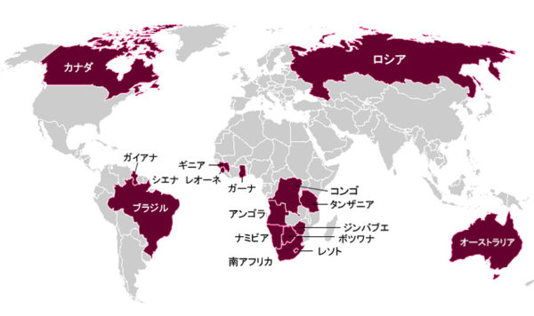 ダイヤモンドは世界のどこで採掘されるのか