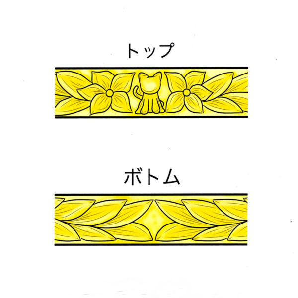 ハワイアン柄とネコのゴールドリングのデザイン画像