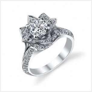 18Kホワイトゴールドのダイヤモンドの花のオーダーメイドの婚約指輪1 00ct 