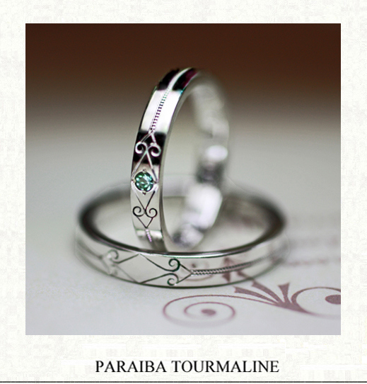 パライバをオーダーデザインした結婚指輪