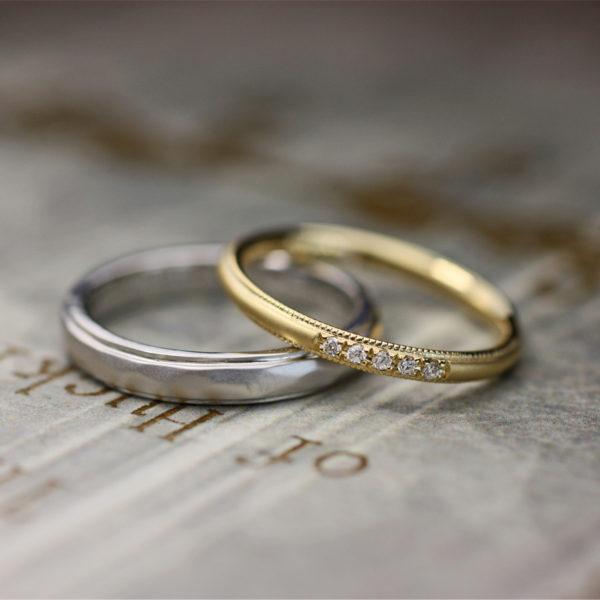 ゴールドとプラチナの結婚指輪をオシャレ感いっぱいにオーダーメイド