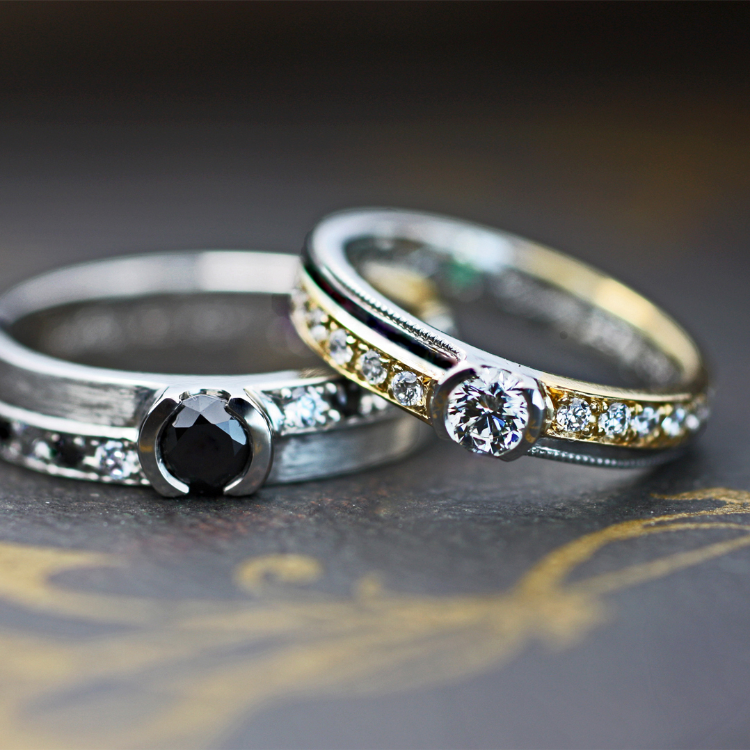 ブラックダイヤとホワイトダイヤのエタニティ結婚指輪•オーダー作品 | 千葉・柏で結婚指輪をオーダーメイドするならヨーアンドマーレ