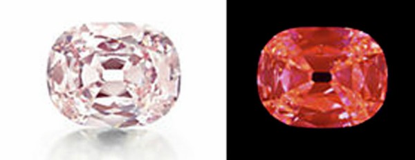 プリンシーダイヤモンドは希少性が高いオレンジ赤色蛍光を示した