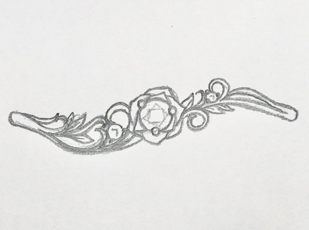 バラデザインの婚約指輪 ラフデザイン画 1