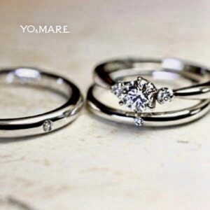 シンプルなデザインの結婚指輪とベーシックな婚約指輪のオーダー作品