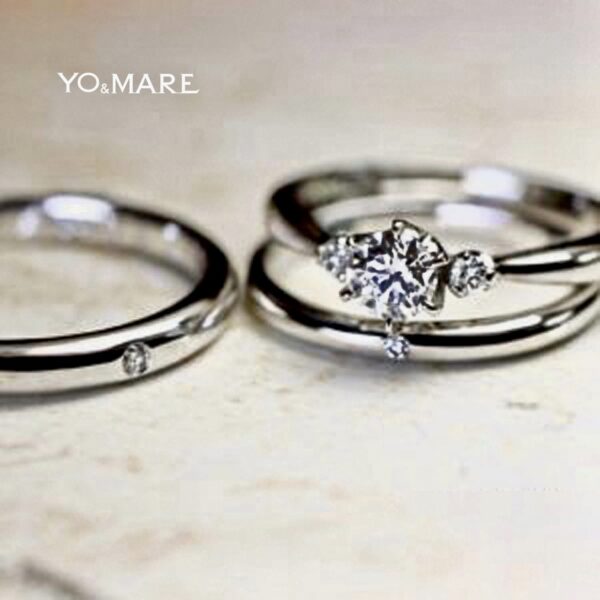 シンプルでつけ心地の良い婚約指輪と結婚指輪のセット