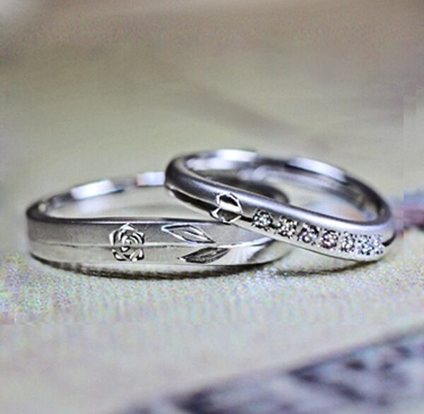 【バラの模様】とダイヤエタニティをデザインした結婚指輪オーダー作品