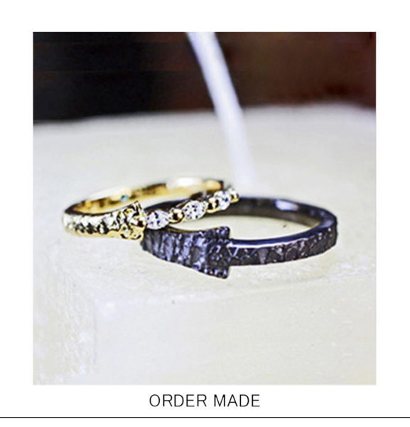 【ゴールド】＆ブラックゴールドの【個性的】な結婚指輪オーダー作品
