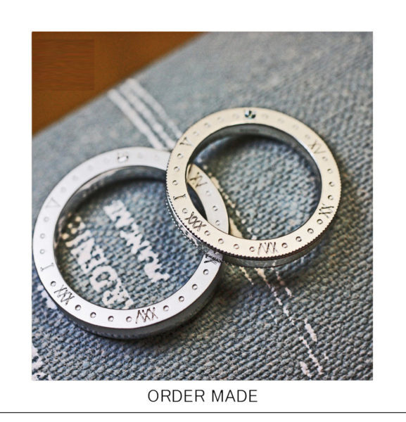 結婚指輪にローマ字で記念日をデザインした【個性的】なオーダー作品