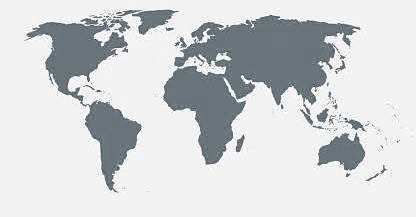 欧州やアメリカで使われている、大西洋をセンターにした世界地図