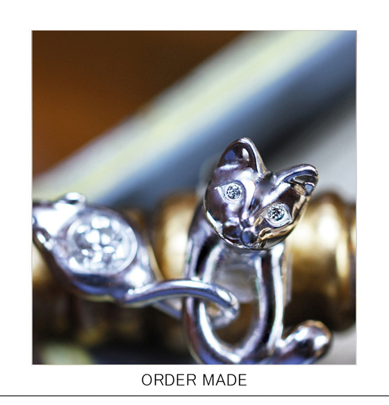 【ネコの瞳】にダイヤモンドが入ったプラチナの婚約指輪オーダー作品