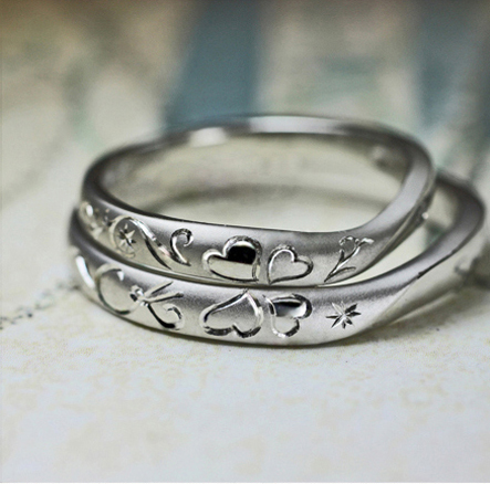 【ハートモチーフ】のクローバー柄を結婚指輪でつくったオーダー作品