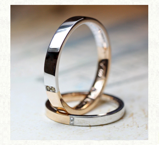 ピンクゴールドとプラチナがハーフでつながる結婚指輪コレクション