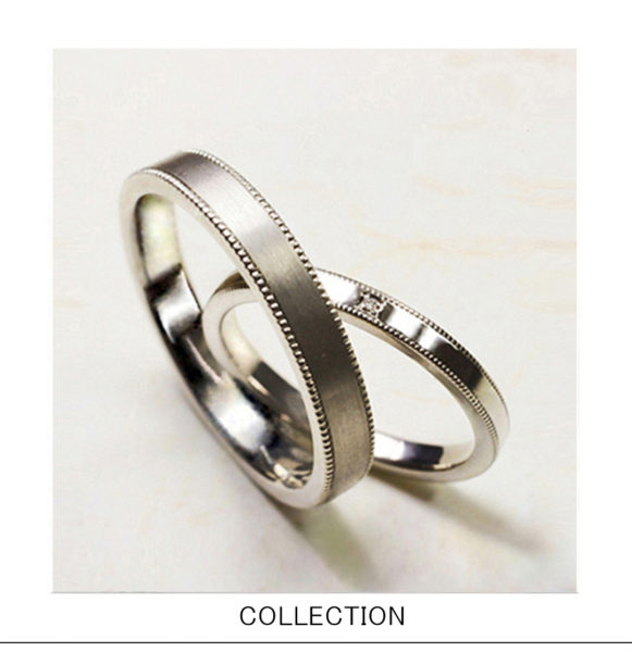 リングの両サイドにミルラインの入った シンプルな結婚指輪