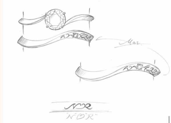 婚約指輪と重ね付けするデザイン画