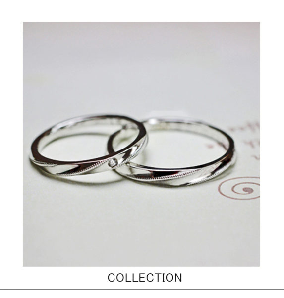 ホワイトリリアン・ 細く白いより糸をイメージデザインした 結婚指輪プラチナコレクション