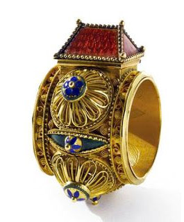 18世紀 ユダヤ人の結婚指輪、金とエナメル