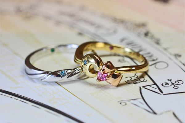 リボンと月のデザインで結婚指輪をオーダーメイド