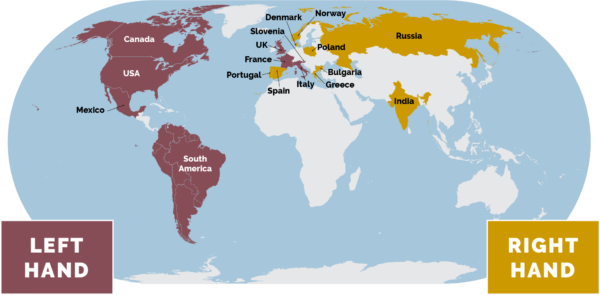 各国の結婚指輪を着ける手を示した地図