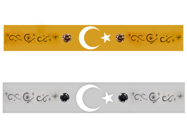 トルコ国旗の模様をいれた結婚指輪のデザイン画像
