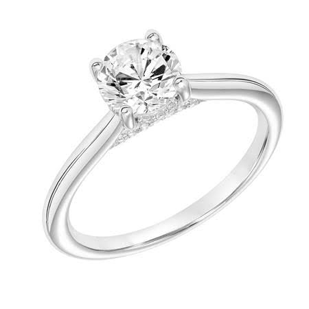 1カラットのダイヤモンドを留めたプラチナ婚約指輪