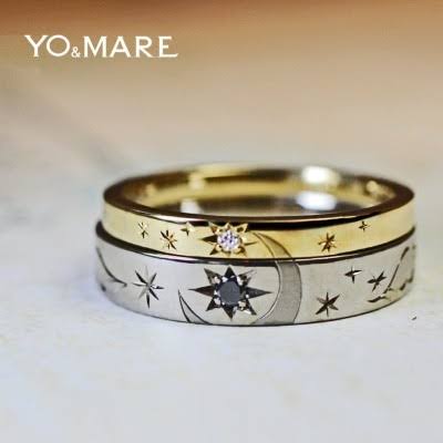 結婚指輪2本で月と星の柄をつくるオーダーメイドリング