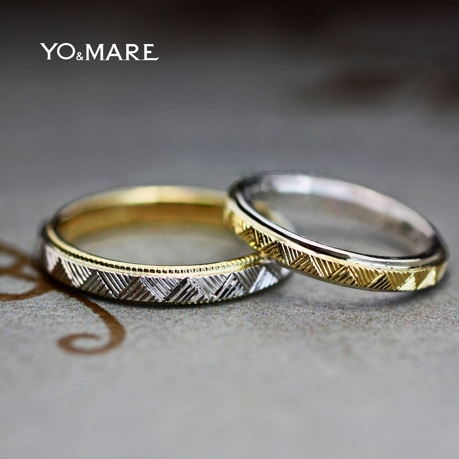 ゴールドプラチナの結婚指輪に和柄パターンを入れたオーダー作品 | YO＆MARE | 千葉・柏の結婚指輪オーダー専門店ヨーアンドマーレ
