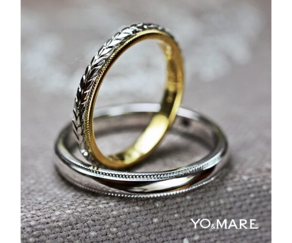 ■【ハワイアン模様】のトロピカルリーフを入れた結婚指輪オーダー ＞