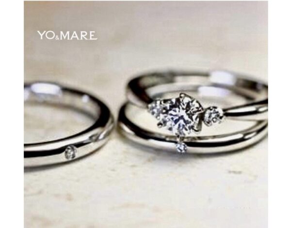 ■ シンプルなデザインの結婚指輪とベーシックな婚約指輪のオーダー作品 