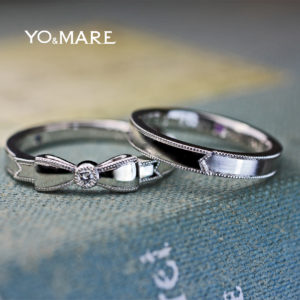 プレゼントリボンを結婚指輪にデザインしたオーダーメイド作品