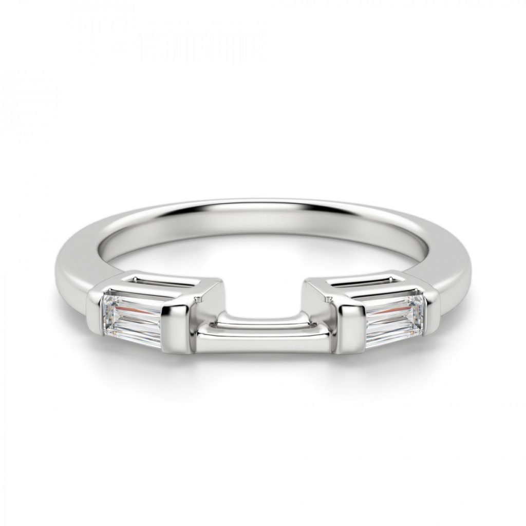 ダイヤネクサス・バゲットダイヤが２ピースデザインされた結婚指輪