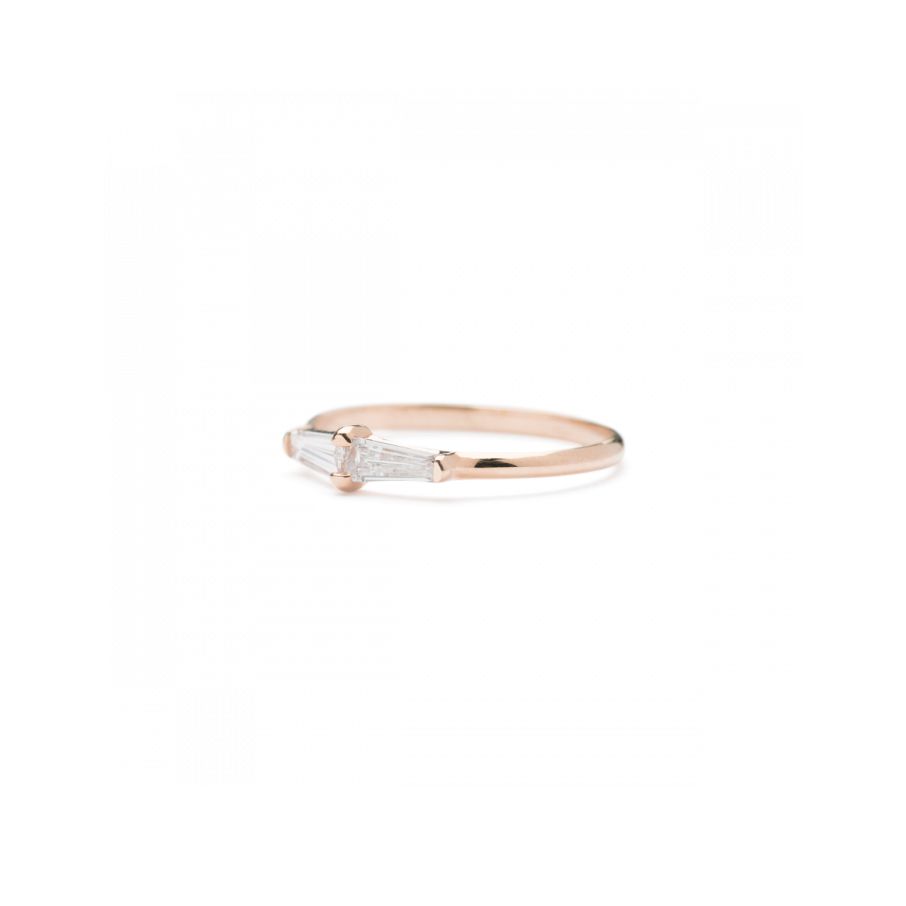 ILA・ピンクゴールドとバゲットダイヤの結婚指輪
