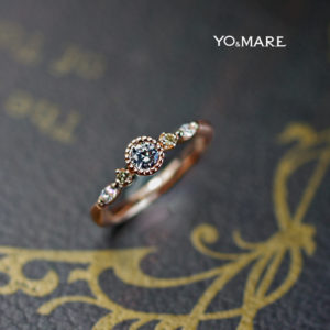 アンティークなピンクゴールドでデザインした婚約指輪オーダー作品
