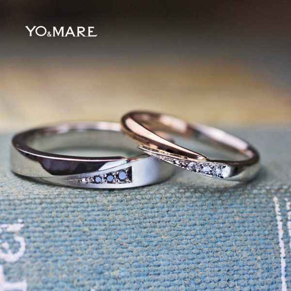 ブラックダイヤとピンクゴールドのスネーク風結婚指輪オーダー作品