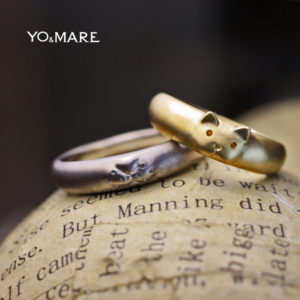 【結婚指輪をネコ】の顔にデザインしたオーダーメイド作品