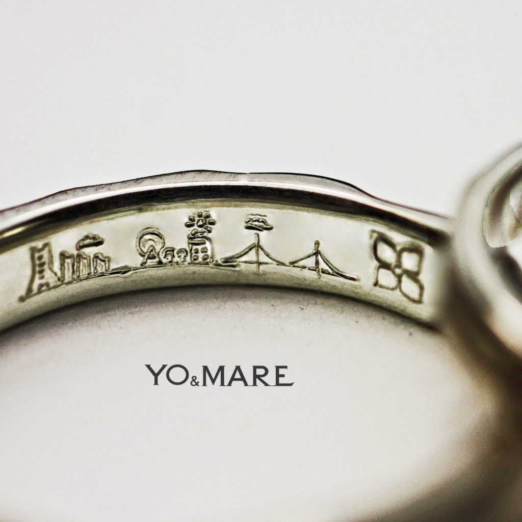 結婚指輪の内側に横浜の風景と2人の思い出を詰め込んだオーダー作品